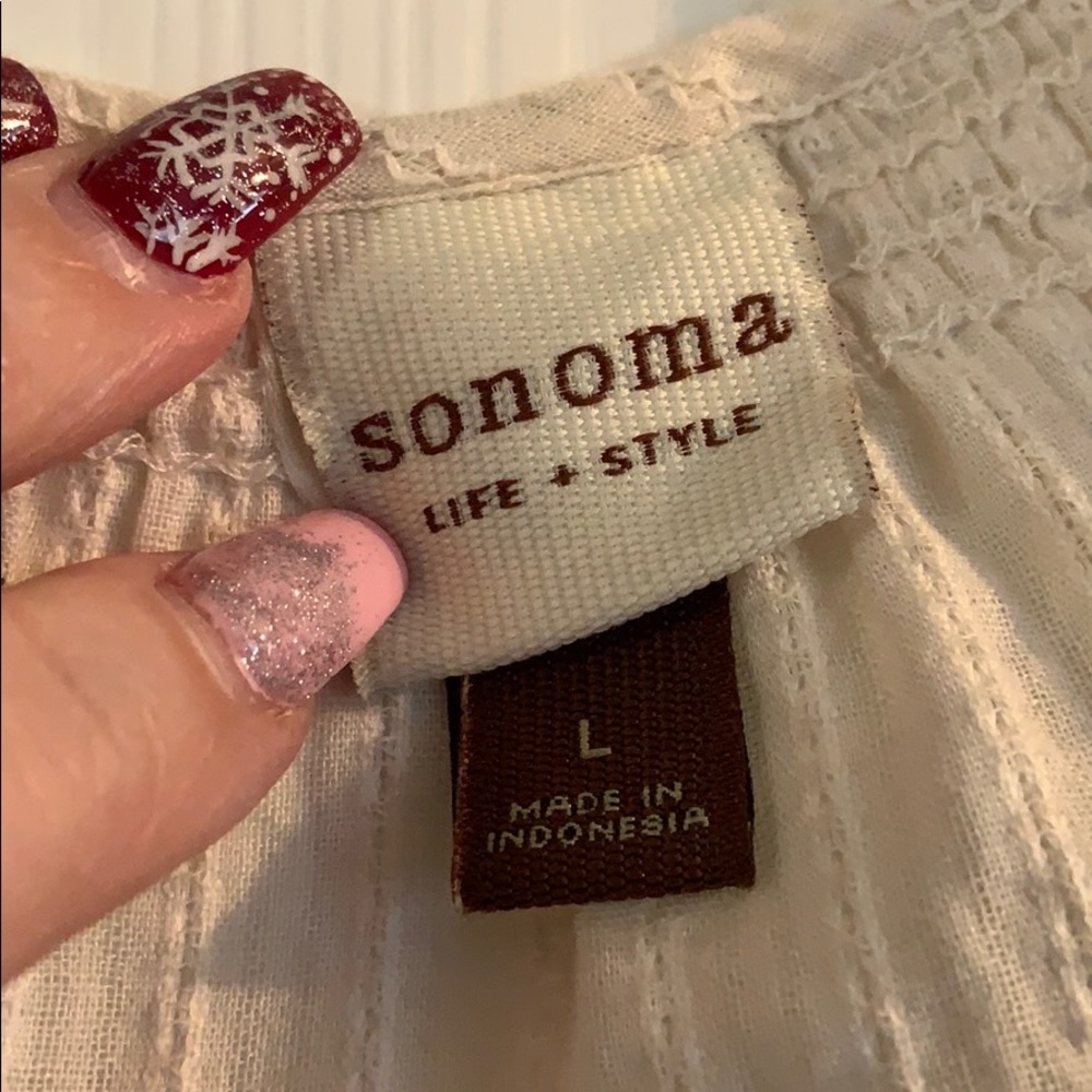Sonoma Cream Color Embroidered Top - Picture 2 of 5